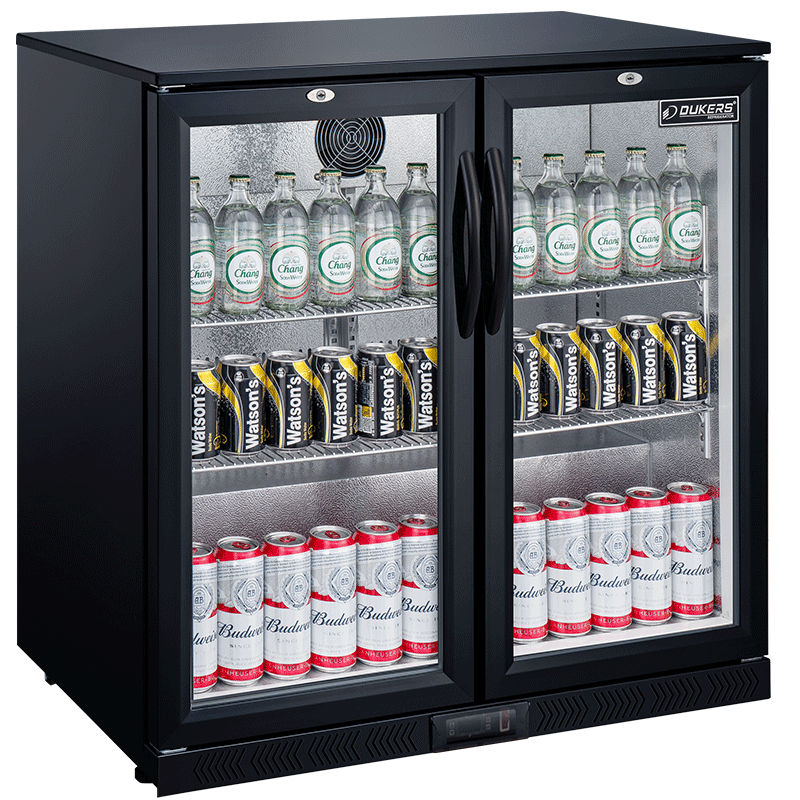 Refrigerador trasero de bar con 2 puertas abatibles