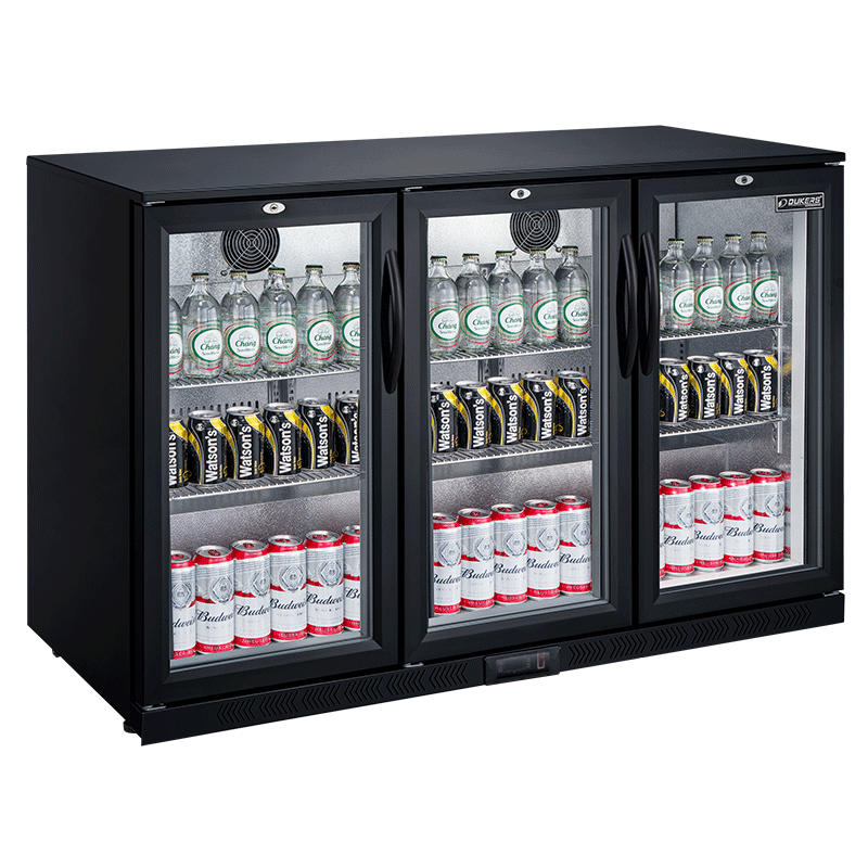 Refrigerador trasero de bar con 3 puertas abatibles