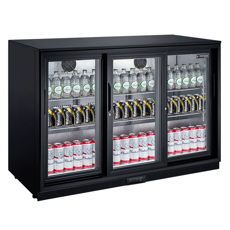 Refrigerador trasero de bar con 3 puertas correderas