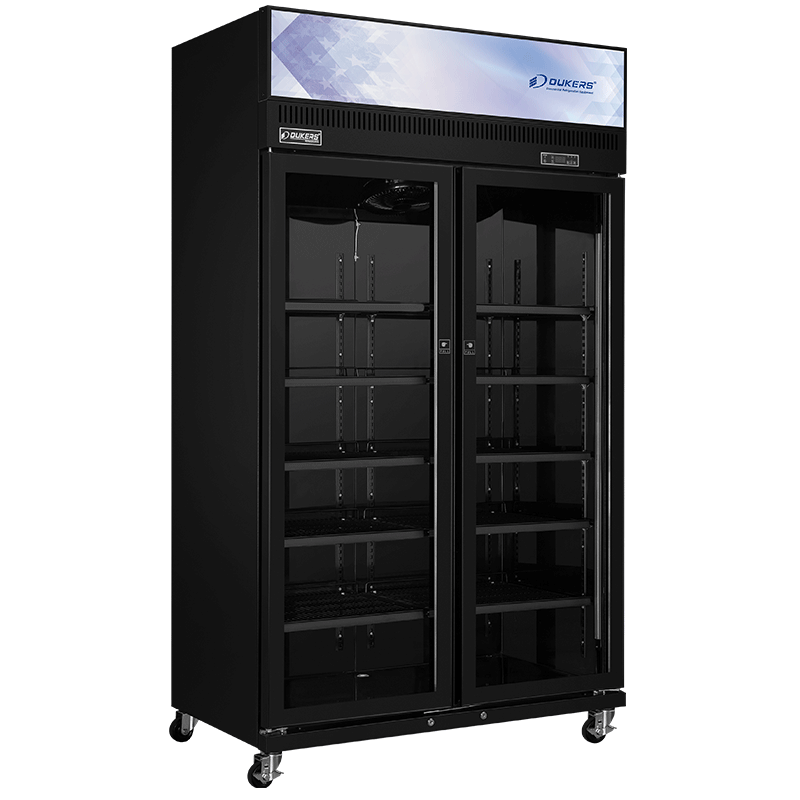 Armario expositor para bebidas con 2 puertas de vidrio y frontón luminoso