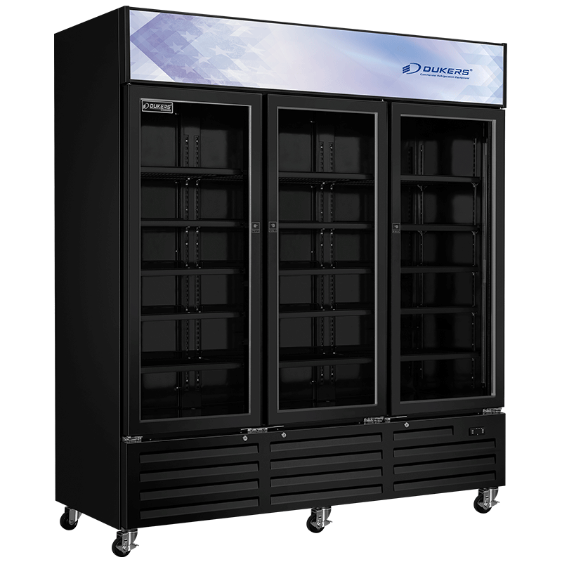 Armario expositor para bebidas con 3 puertas de vidrio y frontón luminoso