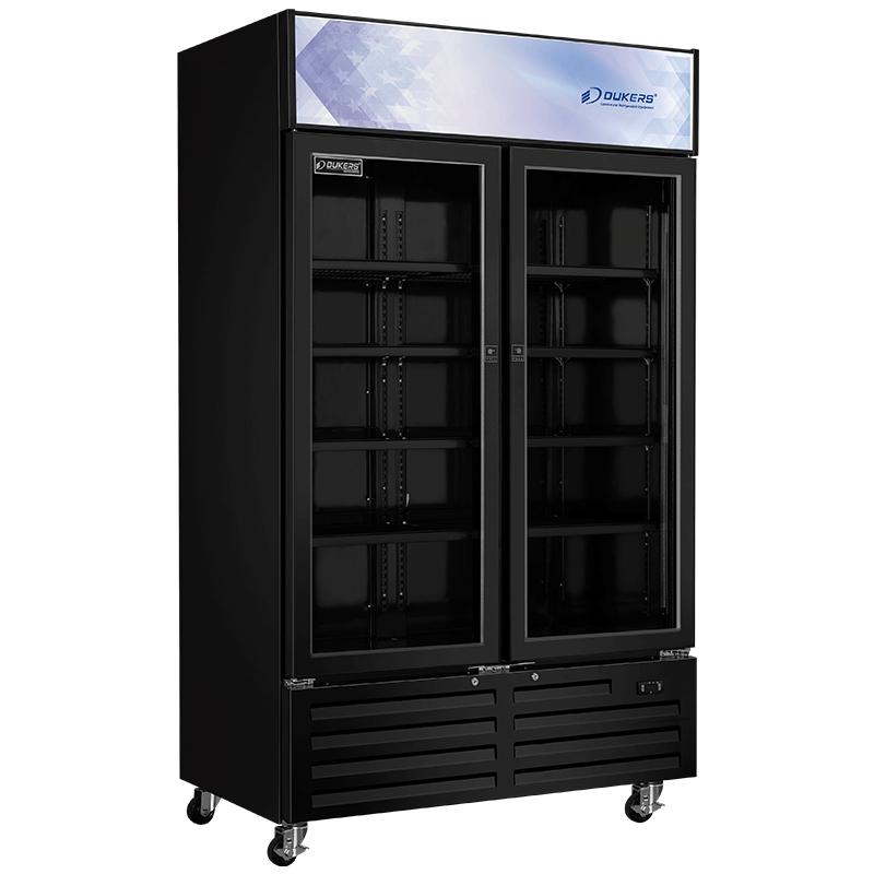 Armario expositor para bebidas con 2 puertas de vidrio y frontón luminoso