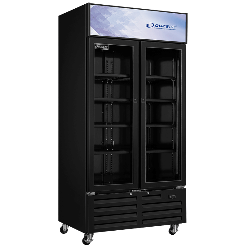 Armario expositor para bebidas con 2 puertas de vidrio y frontón luminoso